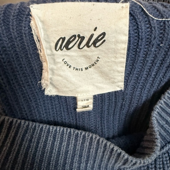 Aerie - Women’s Oversized Ribbed Crewneck Sweater in Deep Blue - Size Large - Picture 3 of 5